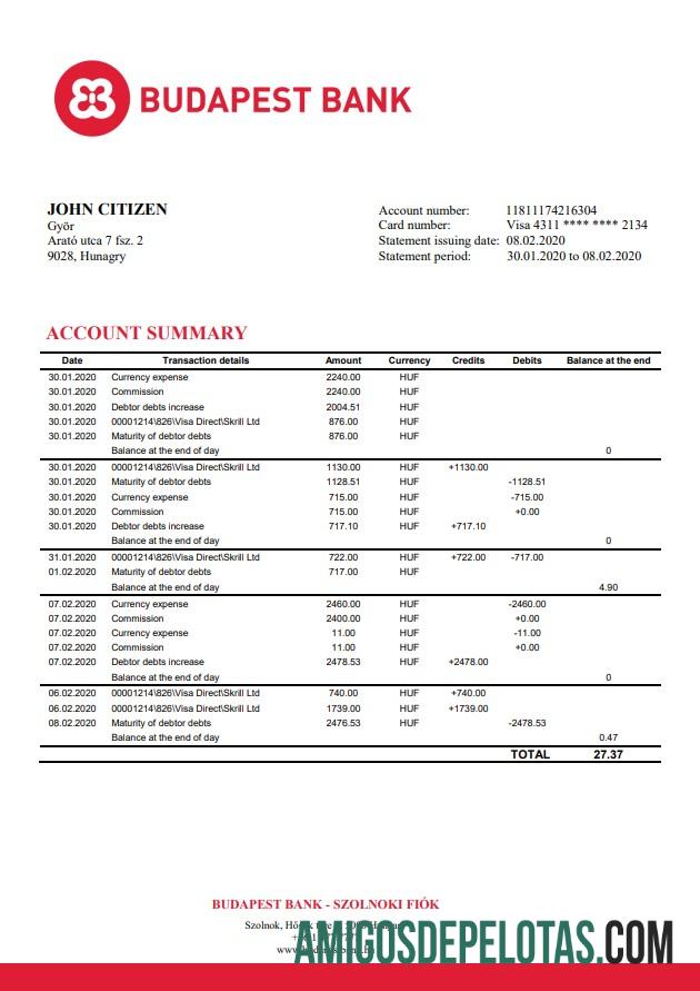 Amostra da agência Szolnoki do Banco Hungria Budapeste